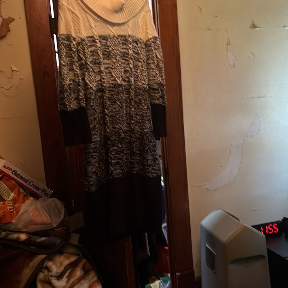 Black and White Knit Sweater Dress